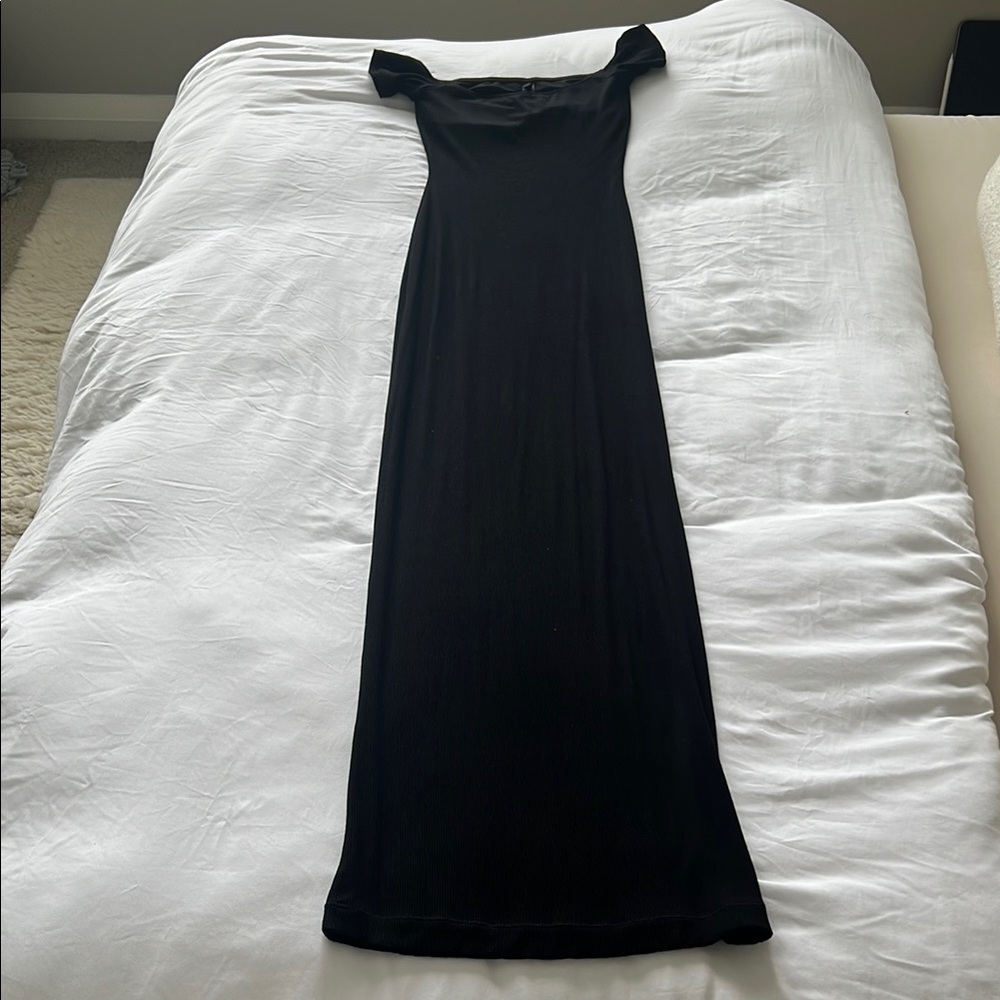 SKIMS Black and White Sheath Maxi Dress Square Neck Cocktail
